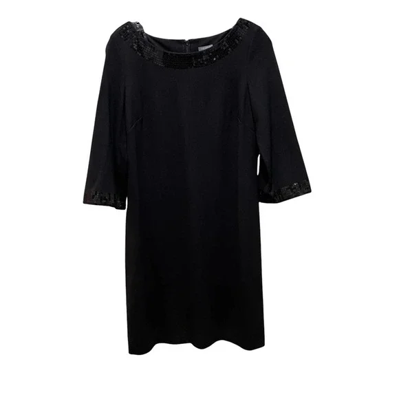 ann taylor sequin shift dress Ann Taylor Sequin Dress Women's 8P Gold Shimmer Short Sleeve V Neck Shift NWT